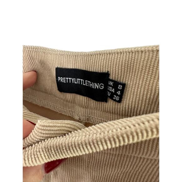 PrettyLittleThing Tan Lightweight High Waist Corduroy Flared Leg Pants Size 4 - Picture 3 of 5